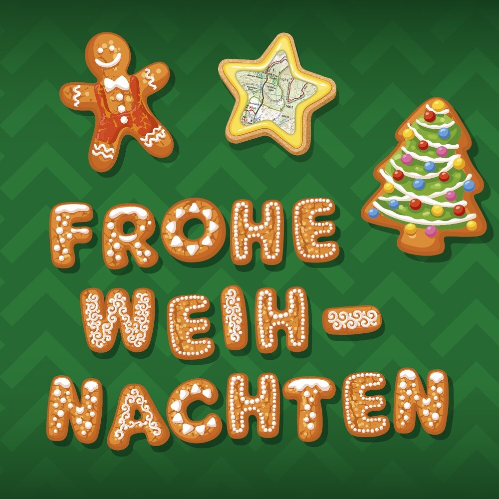 Frohe Weihnachten mit Lebkuchen-Buchstaben geschrieben