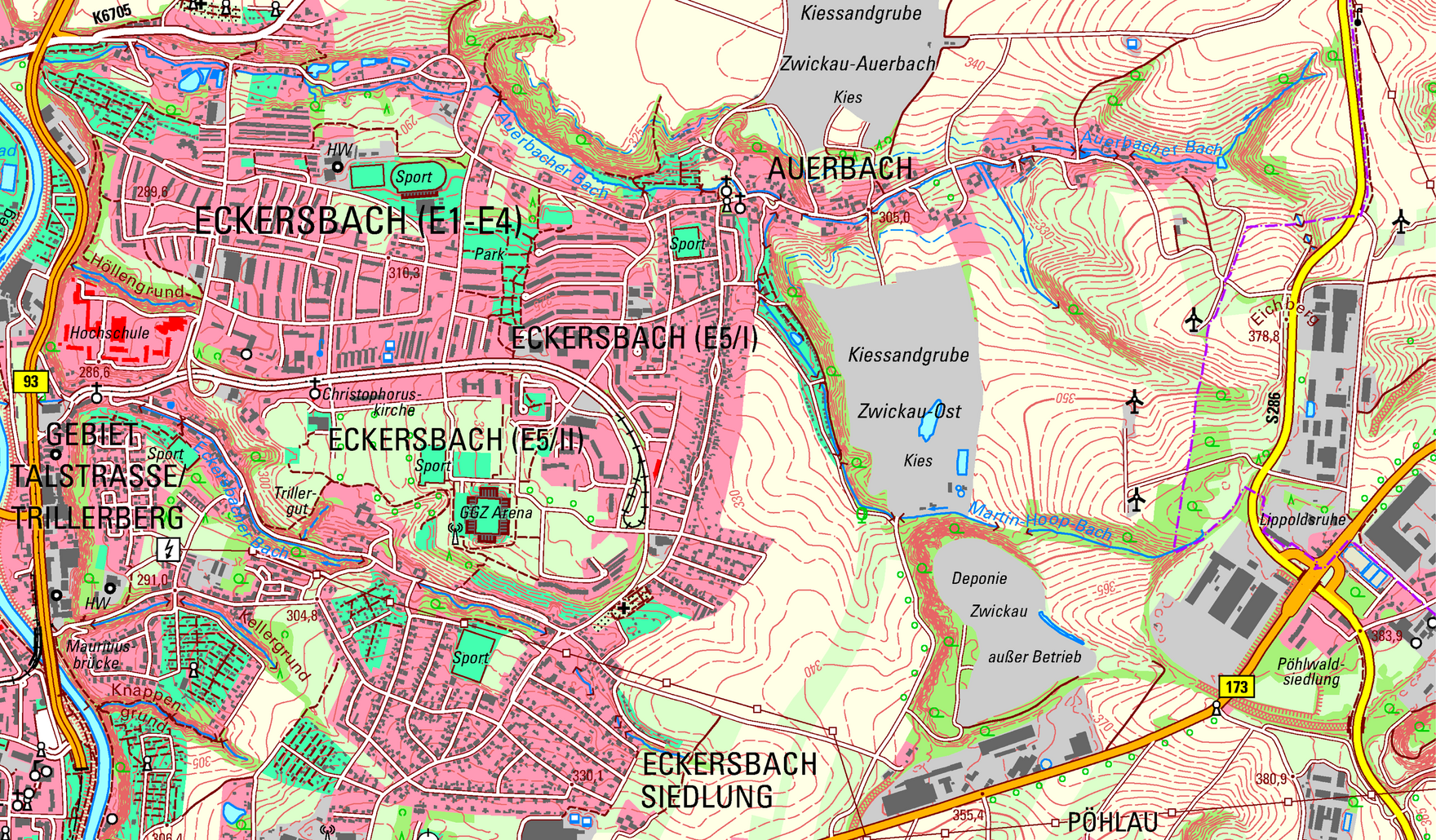 Digitale Topographische Karte DTK25, Kartenausschnitt