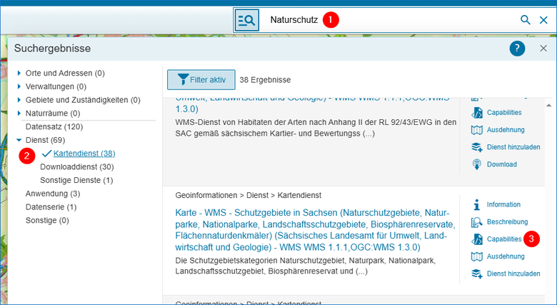 Geoportal Sachsenatlas - Recherche Darstellungsdienst