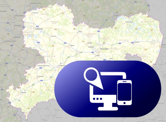 Screenshot digitale Karte und Icon Geodatenanwendungen