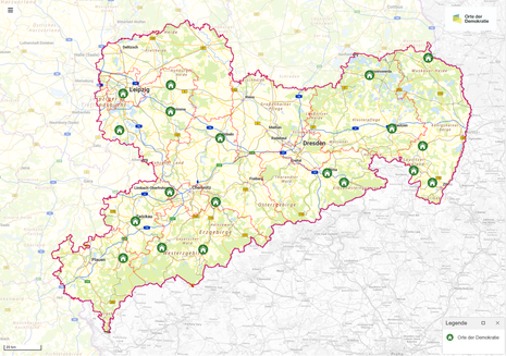 Kartenviewer Startansicht mit Beispielkarte für Projekte