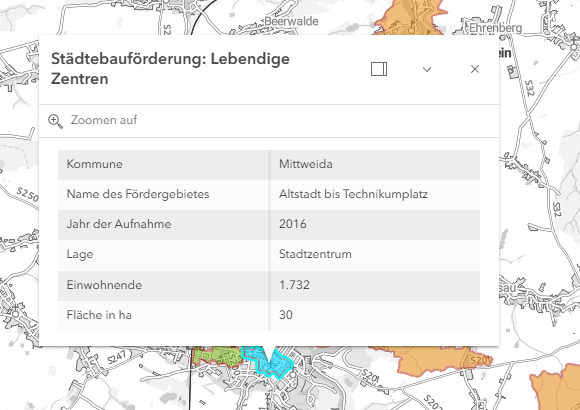 Detailansicht Sachdaten-Layer