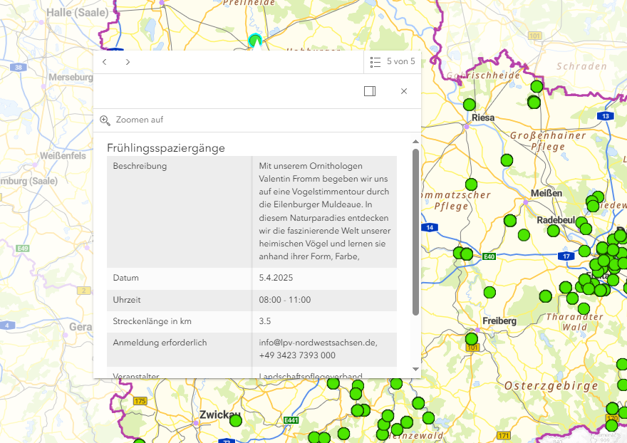 Detailansicht Sachdaten-Layer