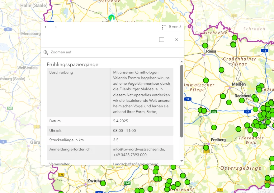 Detailansicht Sachdaten-Layer