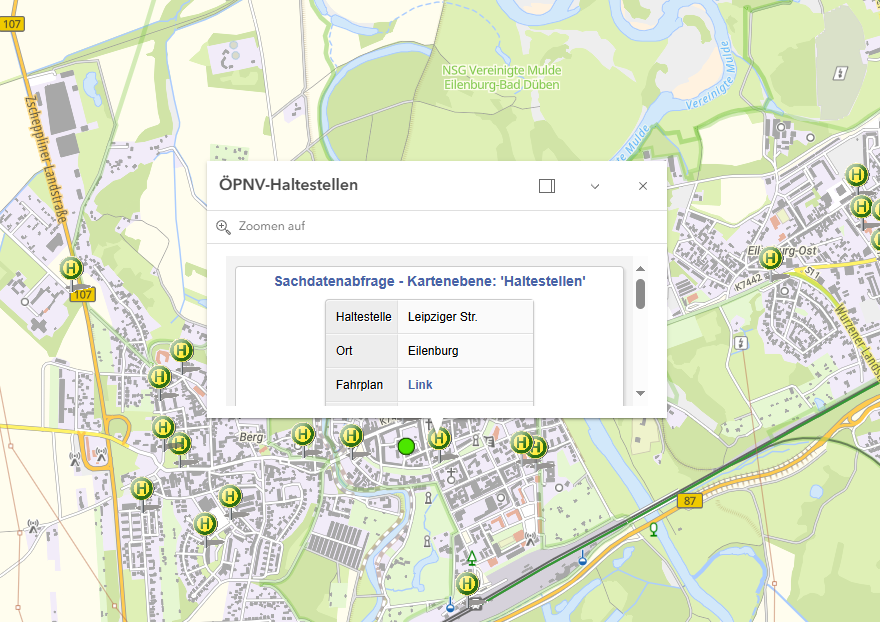 Detailansicht Haltestellen-Informationen