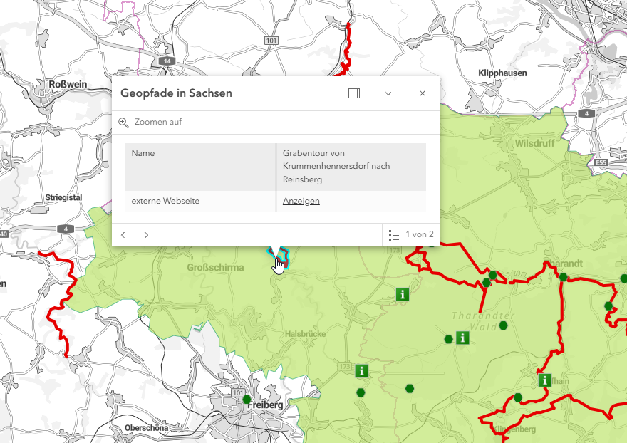 Detailansicht Sachdaten-Layer