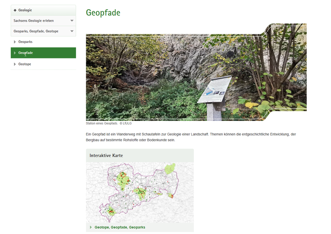 Verlinkung der Karte auf der Webseite des LfULG