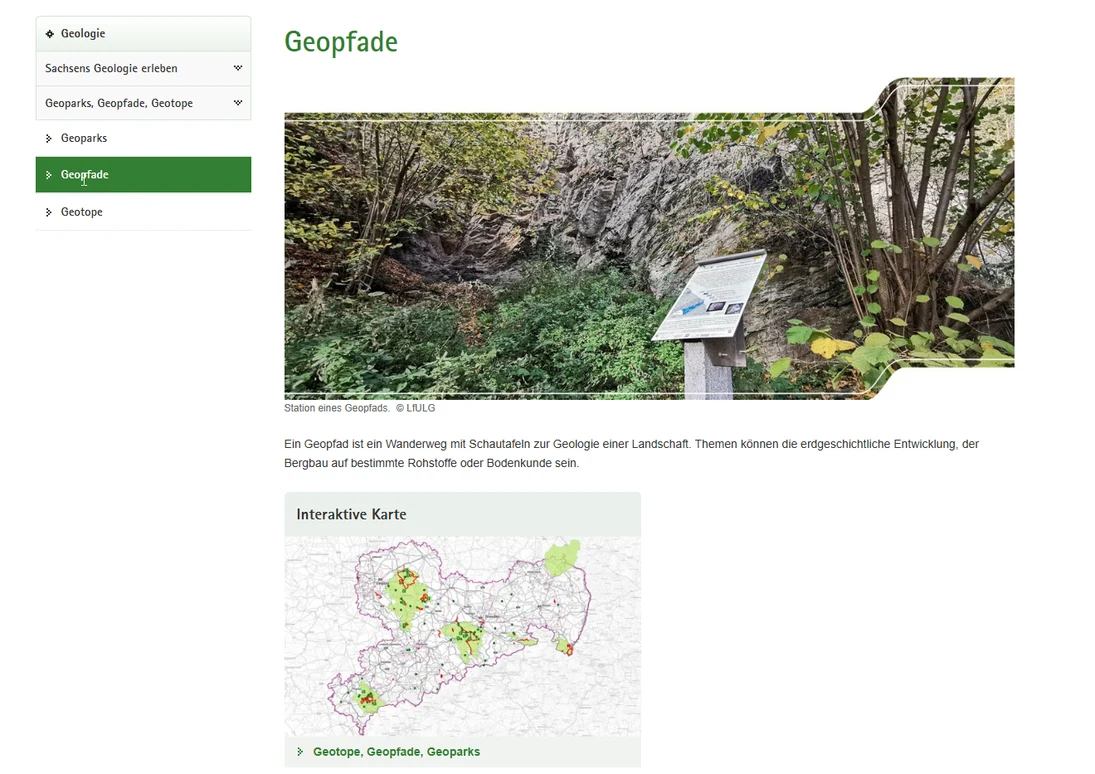 Verlinkung der Karte auf der Webseite des LfULG