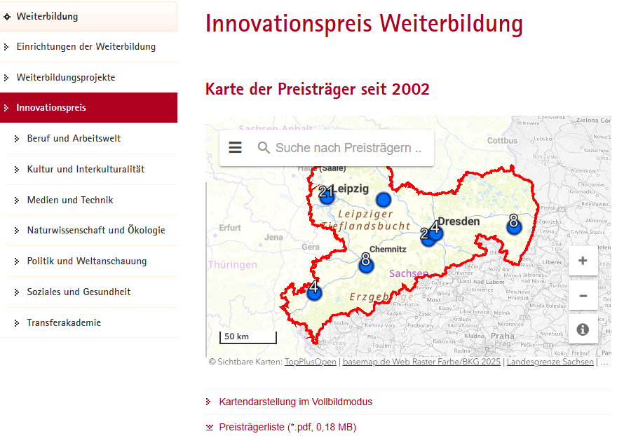 Einbindung/Verlinkung der Karte auf der Webseite