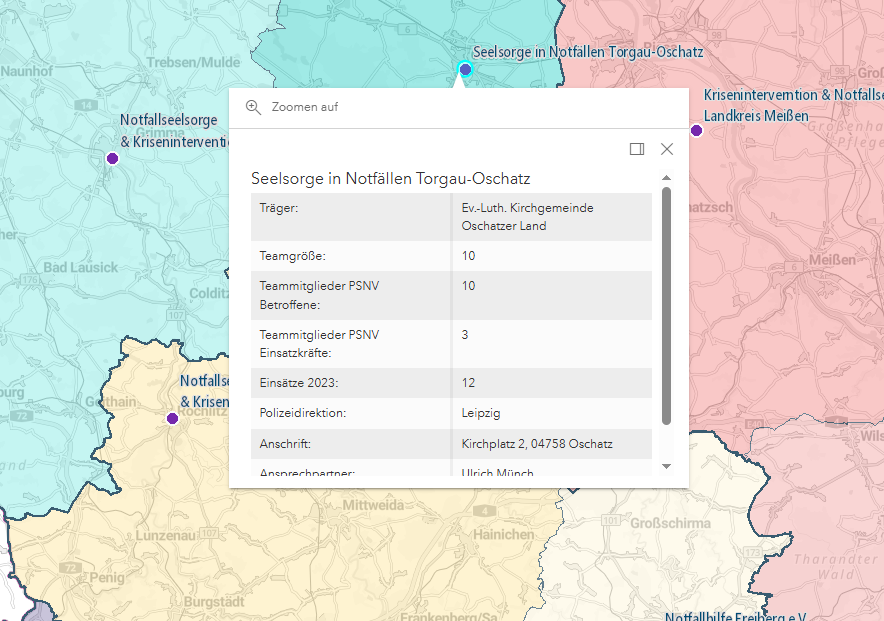 Detailansicht Sachdaten-Layer