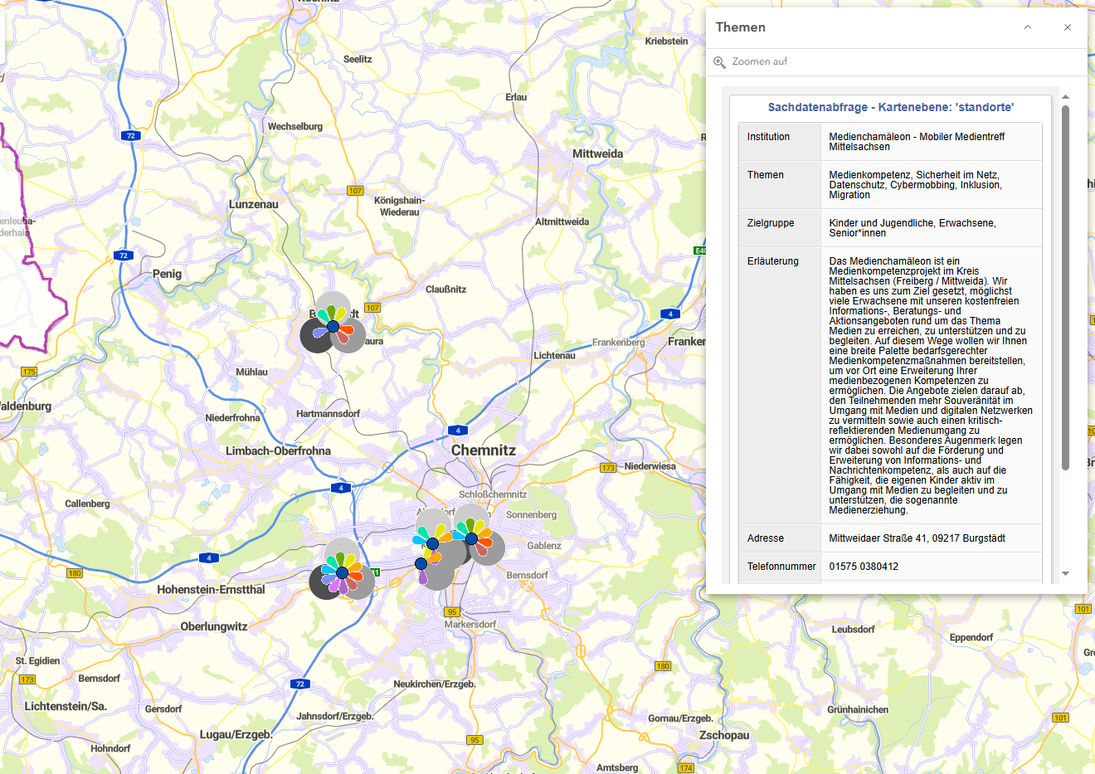 Detailansicht Sachdaten-Layer