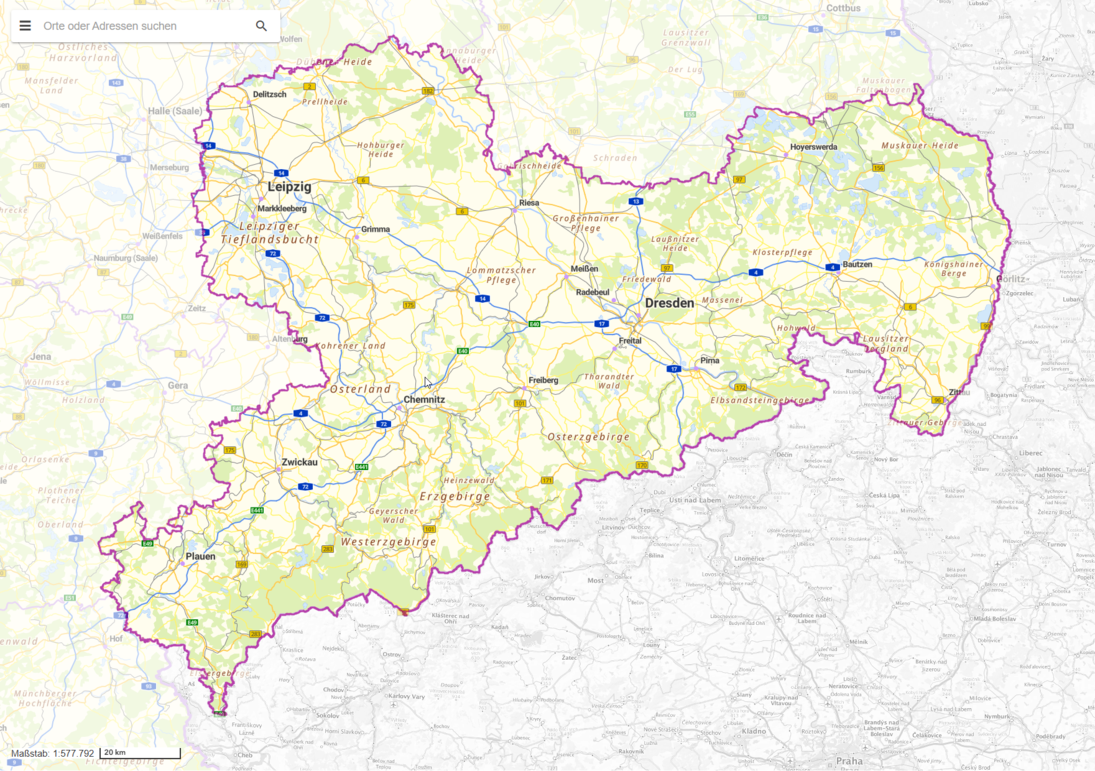 Kartenviewer: Kartenbild und Startansicht