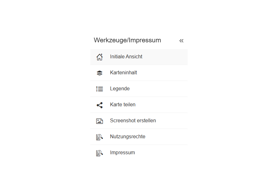 Kartenviewer: Werkzeuge-Menü