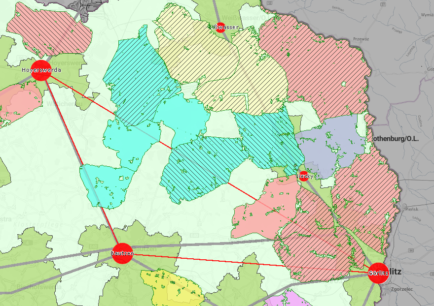 Detailansicht Flächen mit Füllungssymbolen, Liniensymbole