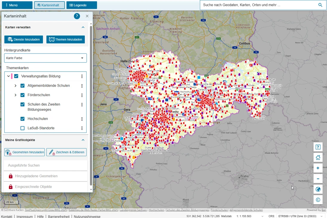Geoviewer mit hinzugeladenen Themen
