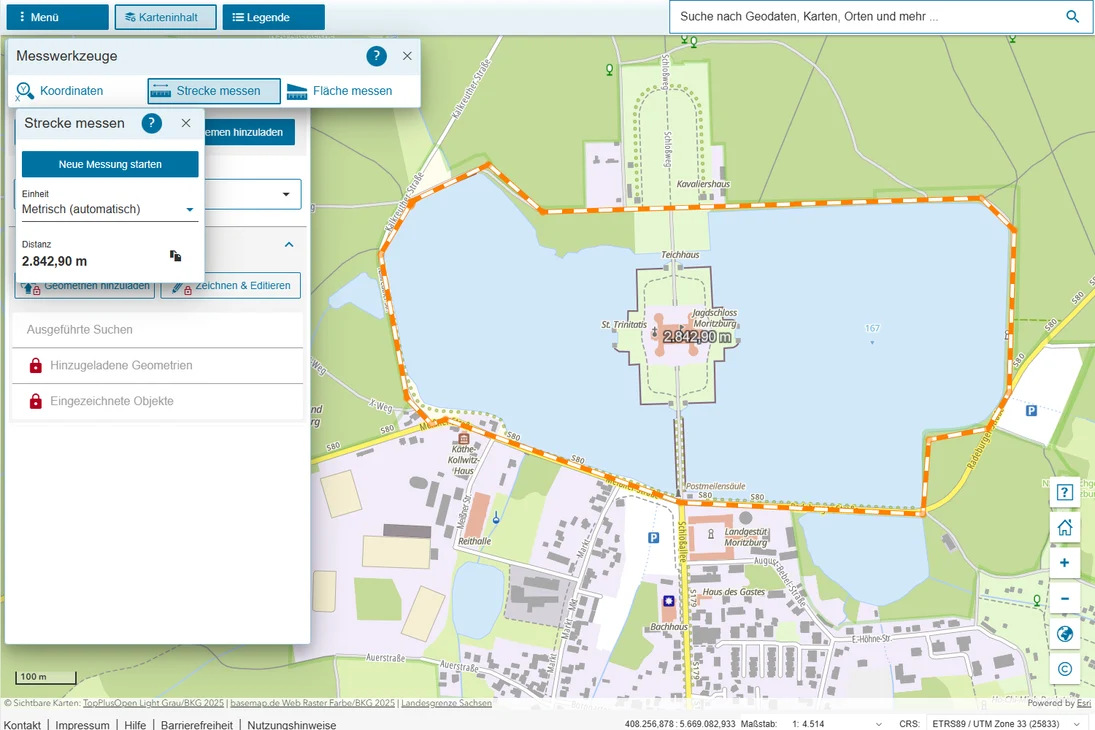 Strecke messen im Geoviewer