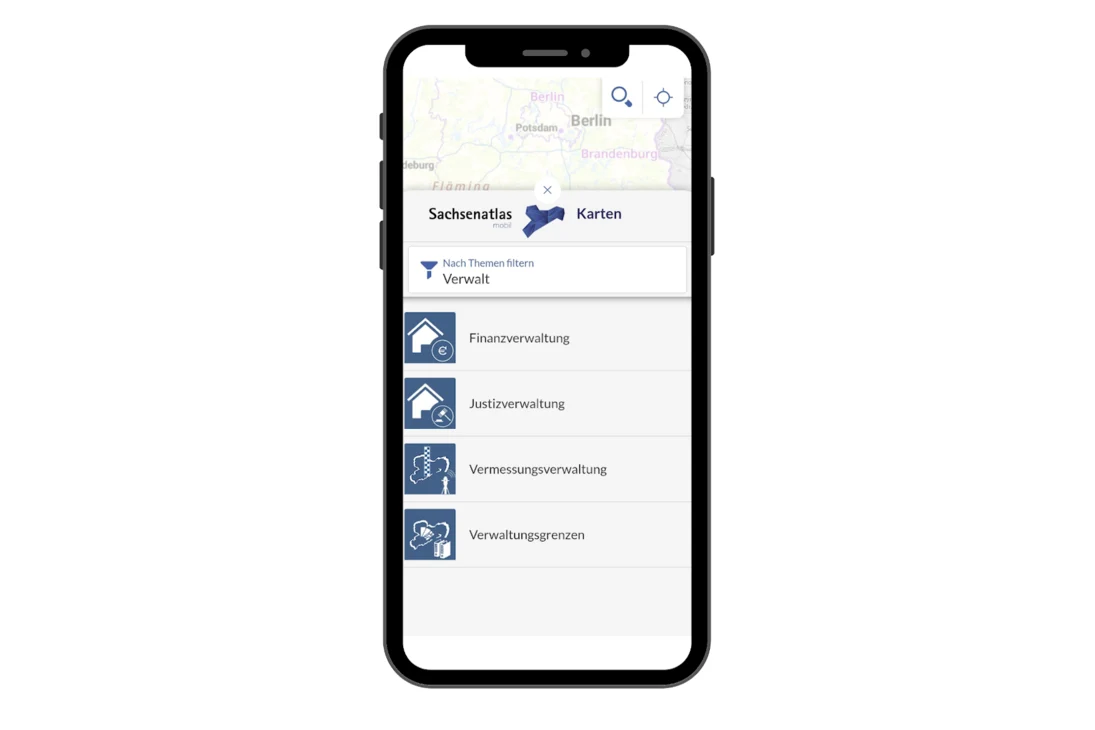 Screenshot Themen im Sachsenatlas mobil