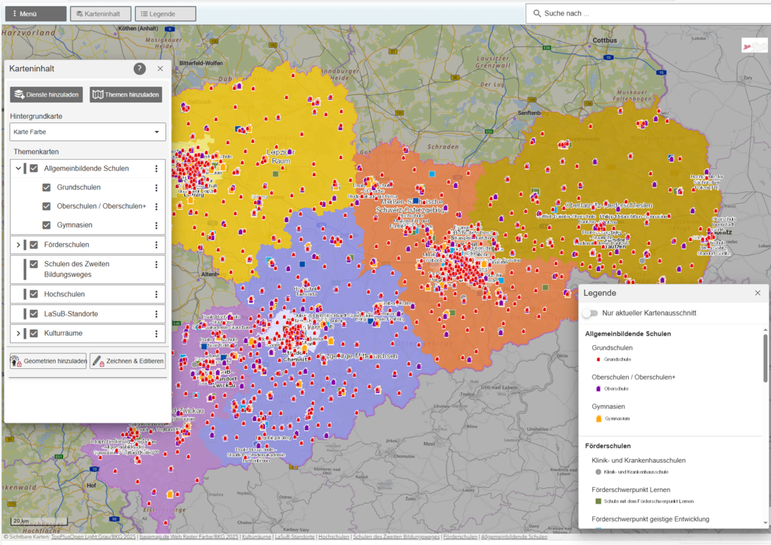 Screenshot Kartenanwendung "Verwaltungsatlas Sachsen"