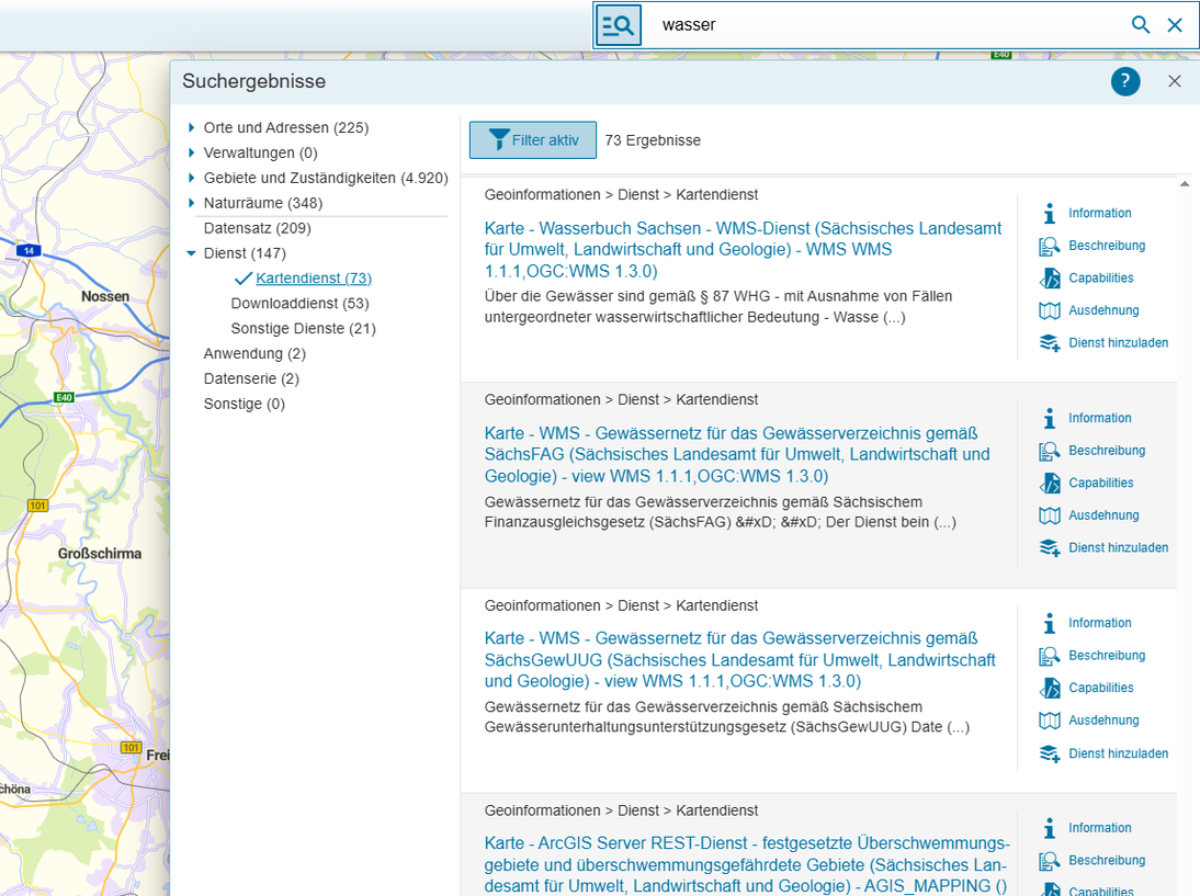 Geoportal Sachsenatlas - Recherche Darstellungsdienst