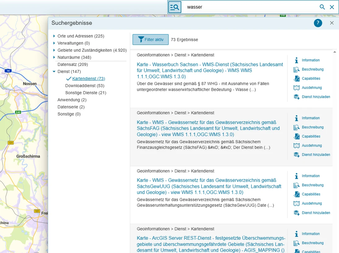 Geoportal Sachsenatlas - Recherche Darstellungsdienst