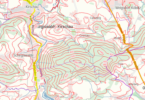 Ausschnitt Geoportal Sachsenatlas WMS Höheninformationen