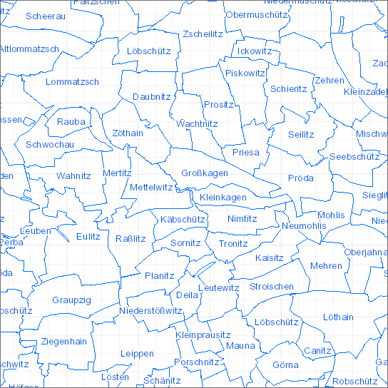 Ausschnitt Geoportal Kartendienst Ortsteile Freistaat Sachsen