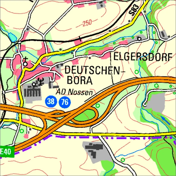 WMS Ausschnitt einer Historischen digitalen Topographischen Karte (DTK)