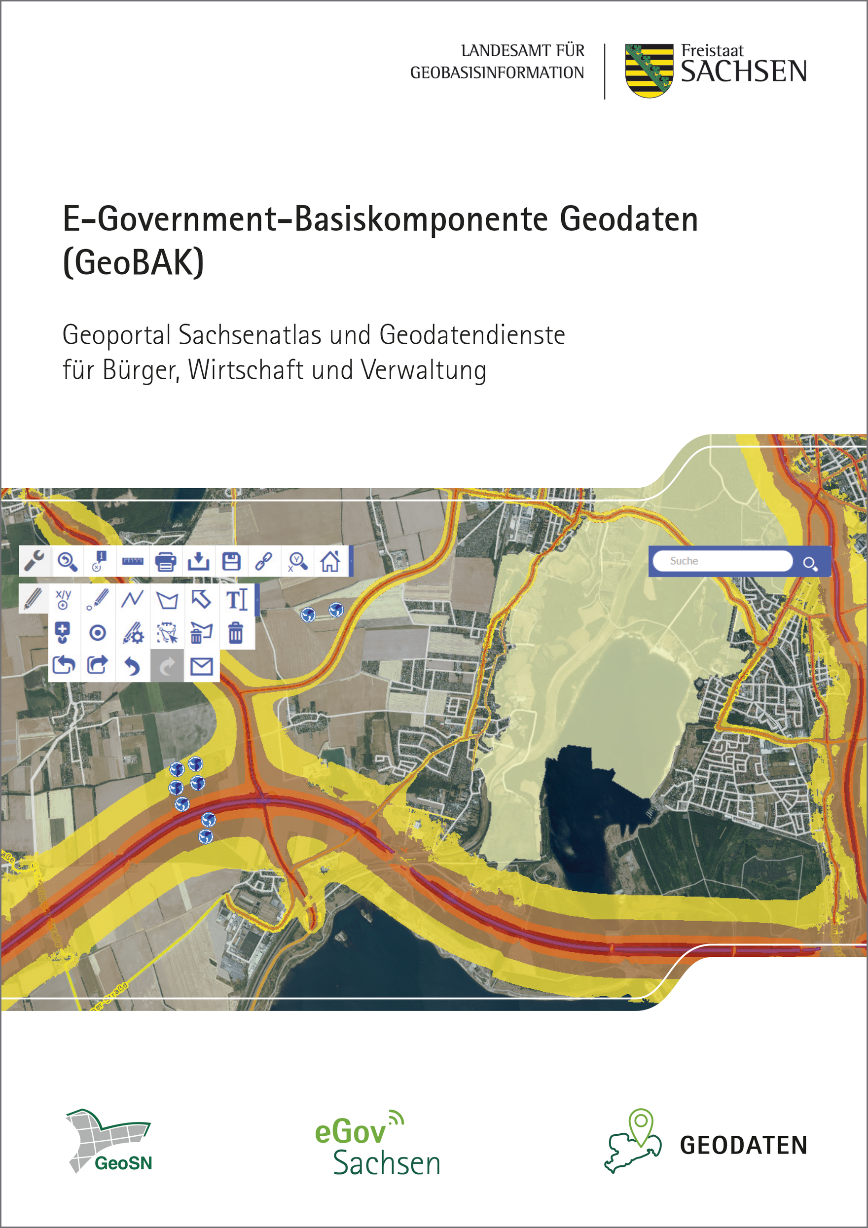 Titelseite Broschüre E-Government-Basiskomponente Geodaten für Bürger, Wirtschaft und Verwaltung