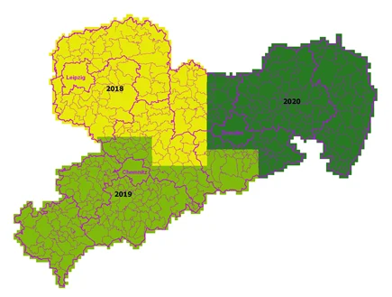 Stand der Luftbildbefliegung von Sachsen