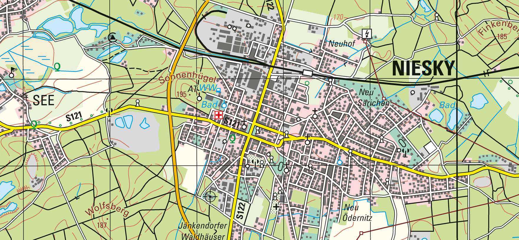 Kartenausschnitt aus der Karte 1:50 000 Region Niesky