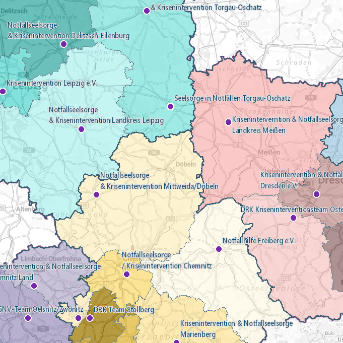 Screenshot Geoviewer psychosoziale Notfallversorgung