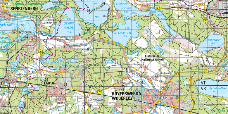 Ausschnitt der Topographischen Karte 1 : 100 000 Hoyerswerda