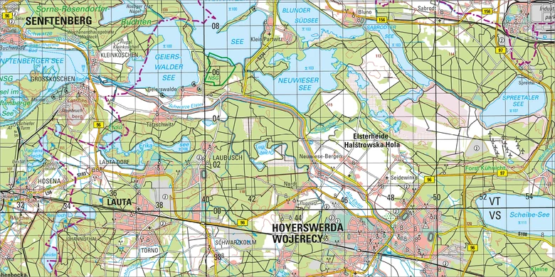 Ausschnitt der Topographischen Karte 1 : 100 000 Hoyerswerda