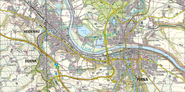 Ausschnitt der Topographischen Karte 1 : 50 000 Pirna