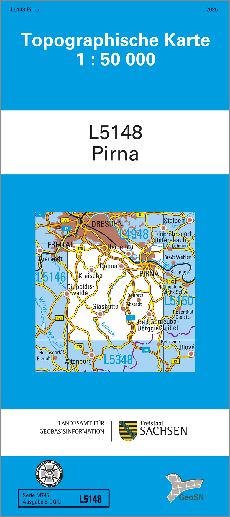Cover der Topographischen Karte 1 : 50 000 Pirna
