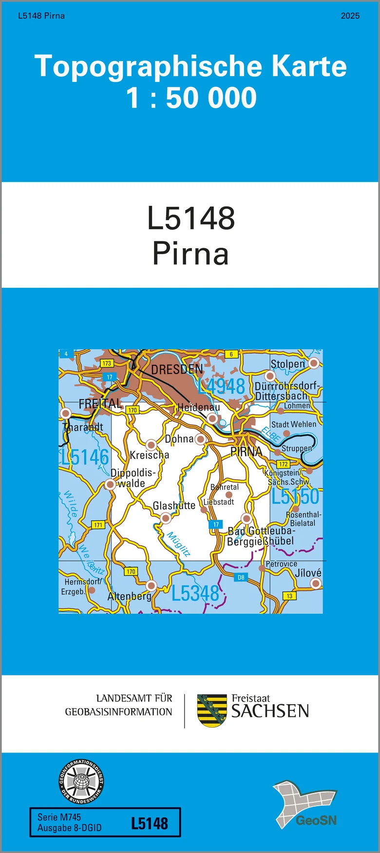 Cover der Topographischen Karte 1 : 50 000 Pirna