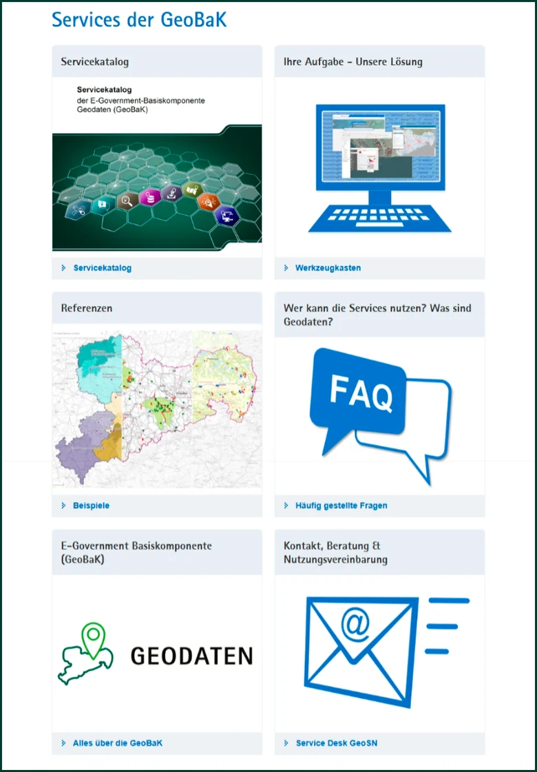 Screenshot Services der GeoBaK