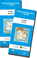 Topographische Karte von Niesky und Pirna