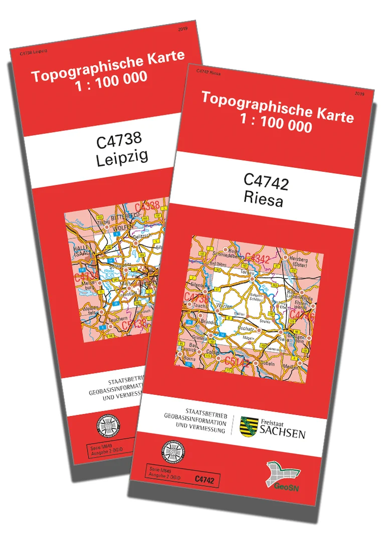 Topographische Karte von Leipzig und Riesa