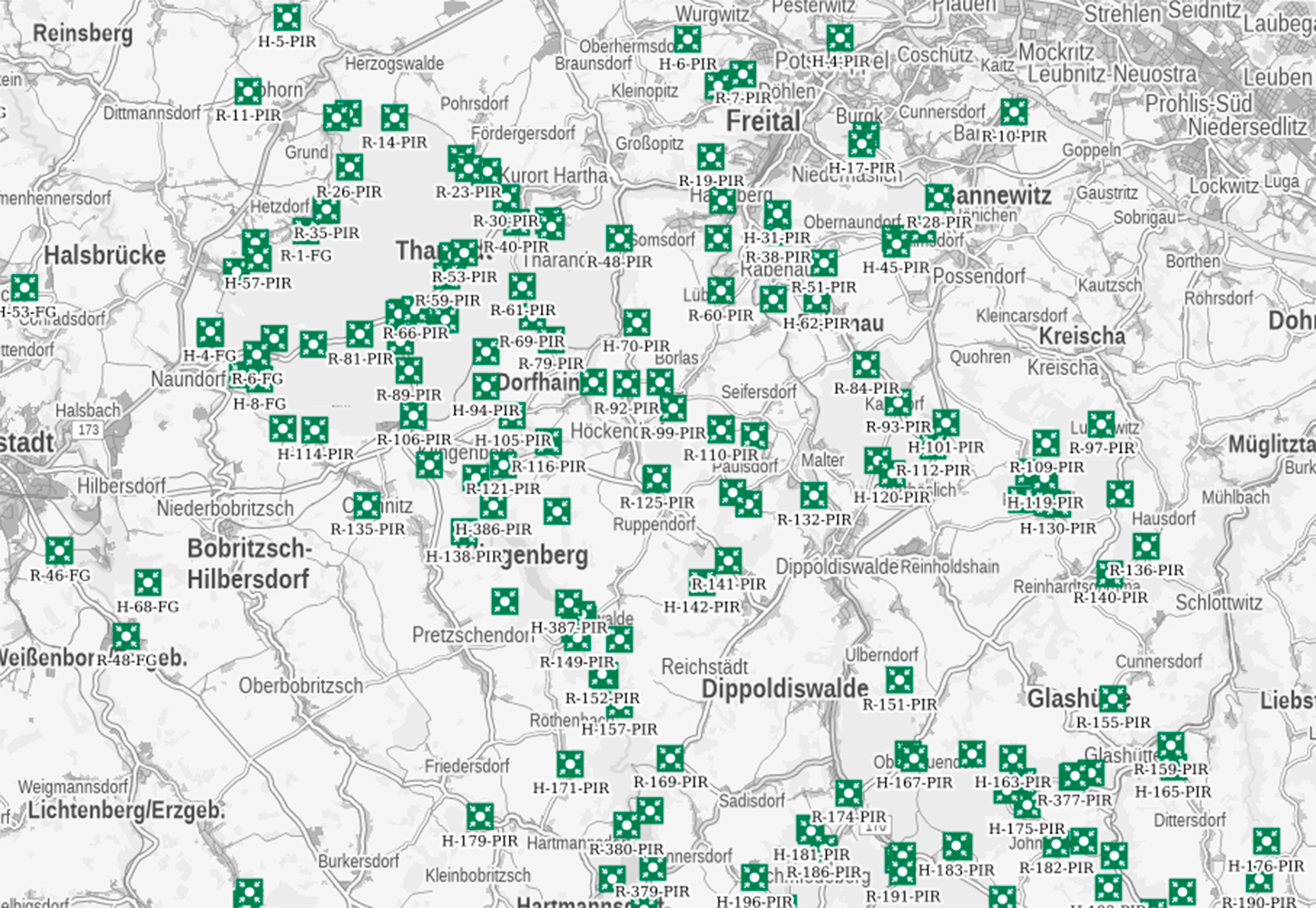 Screenshot vom Geoportal Sachsenatlas Forstliche Rettungspunkte