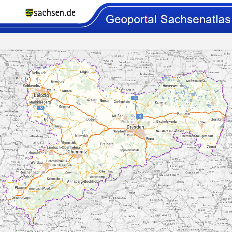 Ausschnitt Startseite Geoportal Sachsenatlas