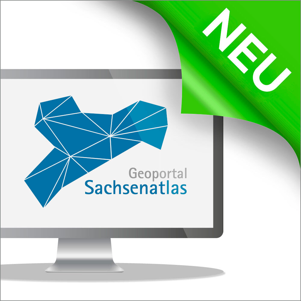 Monitor mit Geoportal Sachsenatlas mit Button NEU