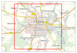 Kartenausschnitt der Stadt Freiberg im Maßstab 1:10000