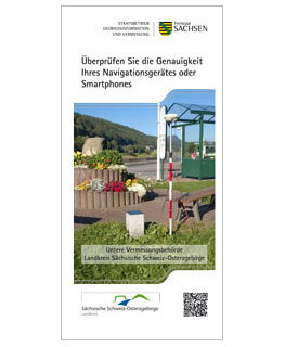 Flyer der Stelle des Referenzpunktes zur Überprüfung der Genauigkeit des Navigationsgerätes oder Smartphones des Landkreises Sächsische Schweiz Osterzgebirge