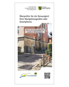 Flyer der Stelle des Referenzpunktes zur Überprüfung der Genauigkeit des Navigationsgerätes oder Smartphones des Landkreises Mittelsachsen