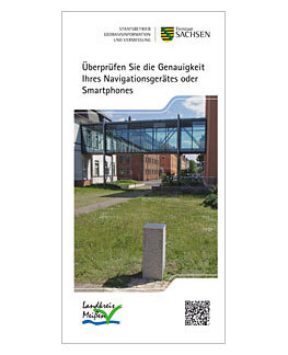 Flyer der Stelle des Referenzpunktes zur Überprüfung der Genauigkeit des Navigationsgerätes oder Smartphones des Landkreises Meißen