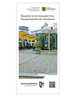 Flyer der Stelle des Referenzpunktes zur Überprüfung der Genauigkeit des Navigationsgerätes oder Smartphones des Vogtlandkreises