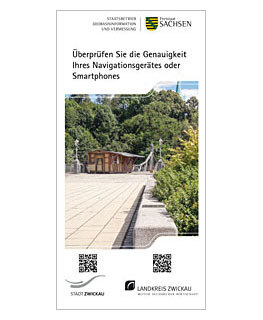 Flyer der Stelle des Referenzpunktes zur Überprüfung der Genauigkeit des Navigationsgerätes oder Smartphones von Zwickau