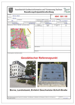 Protokoll von der Raumbezugsfestpunktbeschreibung in Borna