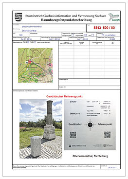 Protokoll von der Raumbezugsfestpunktbeschreibung in Oberwiesenthal, Fichtelberg